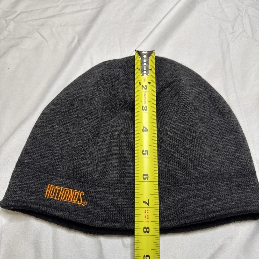 HotHands‎ Beanie Hat Mens Charcoal Gray Fleece Lined Knit Skull Cap Winter Warm